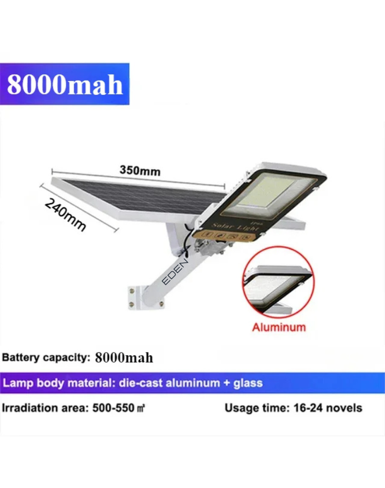 NEO EDEN TECH Aluminum 8000mah High Power Solar Light Outdoor Solar Street Light Waterproof Street Light For Garage Garden Terrace wall lamp