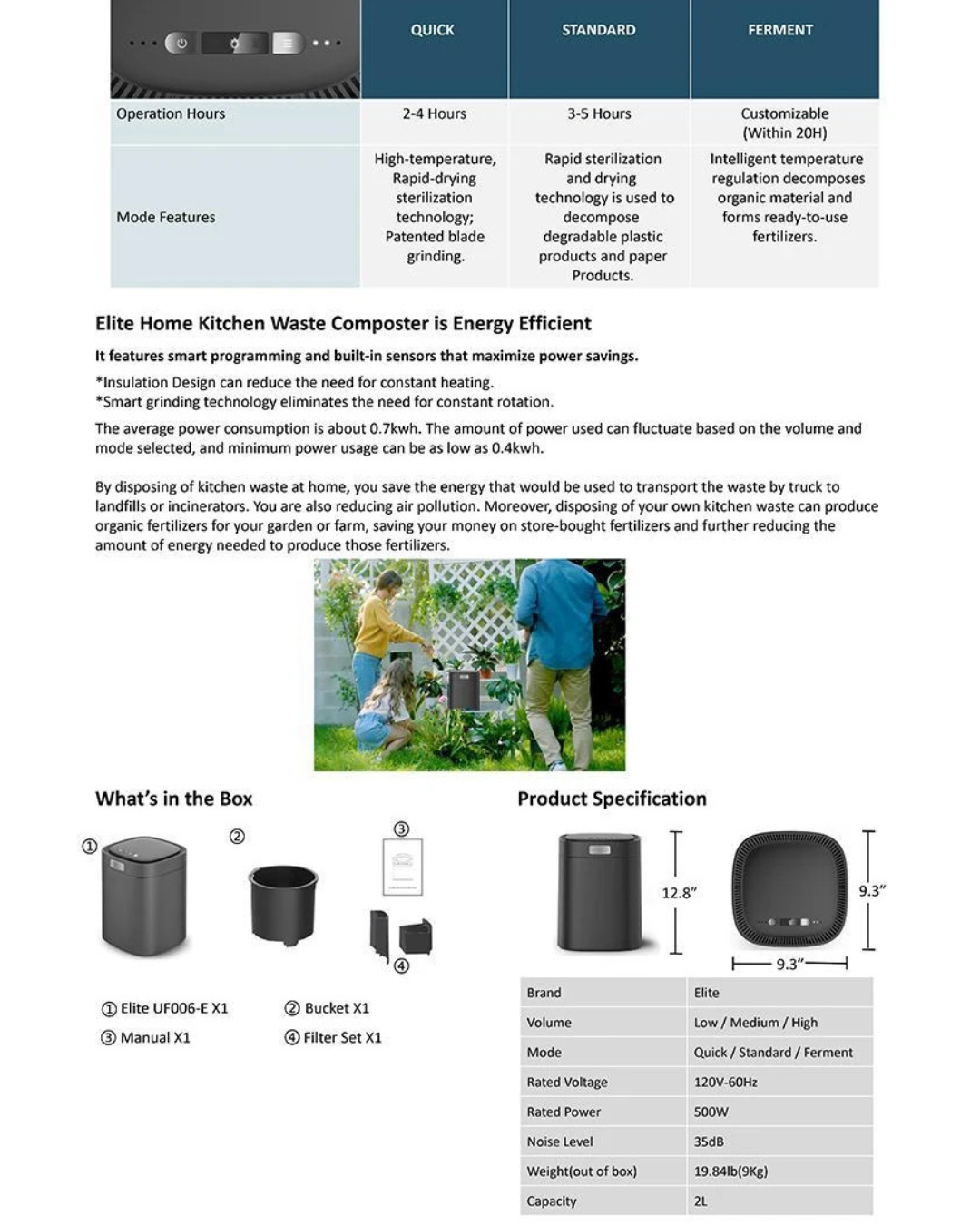 NEO EDEN TECH Kitchen Garbage Disposal Household Composter Electric Waste Food Recycling Machine Composting for Home