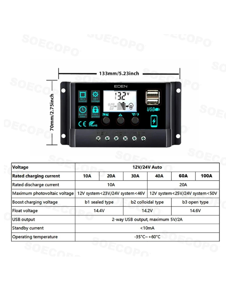 NEO EDEN TECH -10000W Solar System Complete Kit Dual12V/24V To 110V/220V100A Controller 800W Panel Off-Grid Inverter for Home/Camping Backup