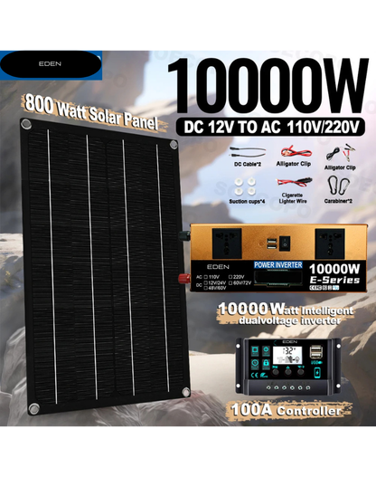 NEO EDEN TECH -10000W Solar System Complete Kit Dual12V/24V To 110V/220V100A Controller 800W Panel Off-Grid Inverter for Home/Camping Backup