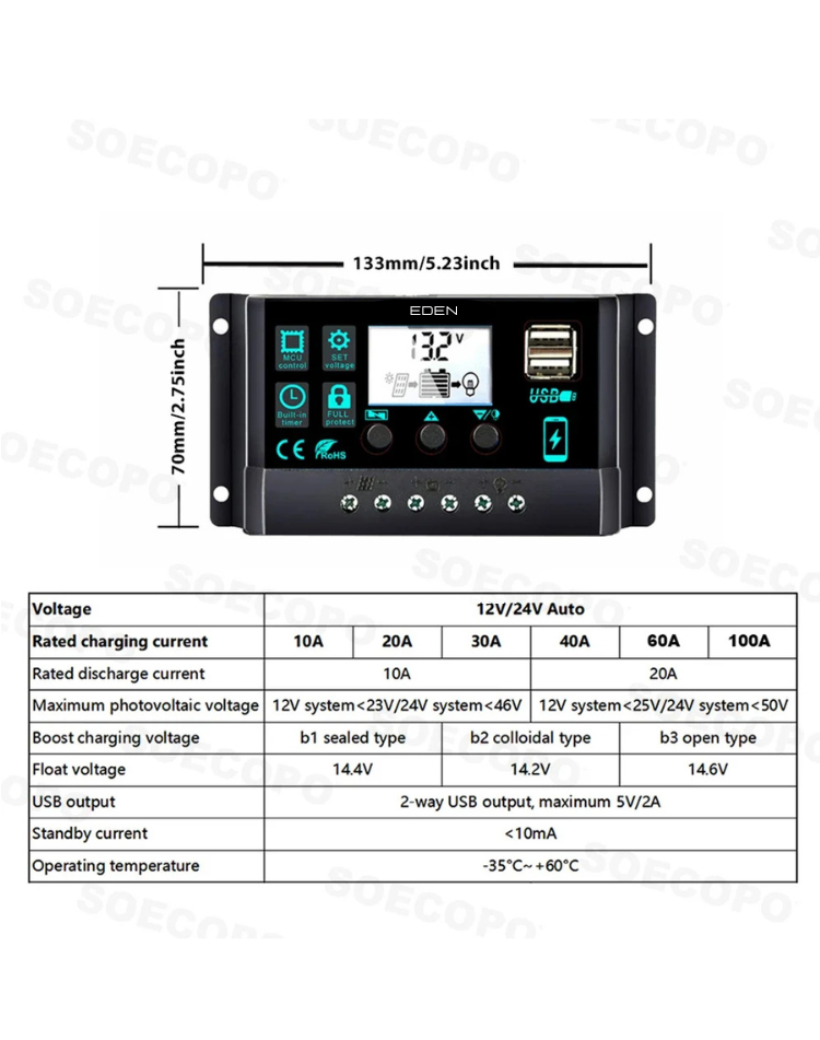 NEO EDEN TECH -10000W Solar System Complete Kit Dual12V/24V To 110V/220V100A Controller 800W Panel Off-Grid Inverter for Home/Camping Backup