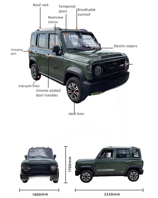 NEO EDEN Motors Adult new energy low-speed electric vehicle 2000W large space highly enclosed four-wheeled electric vehicle gas-electric hybrid