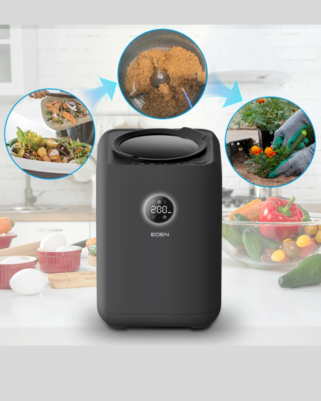 NEO EDEN TECH  Stainless Steel Food Waste Recycling Machine Electric Metal Composter for Kitchen Disposal Garbage Disposals