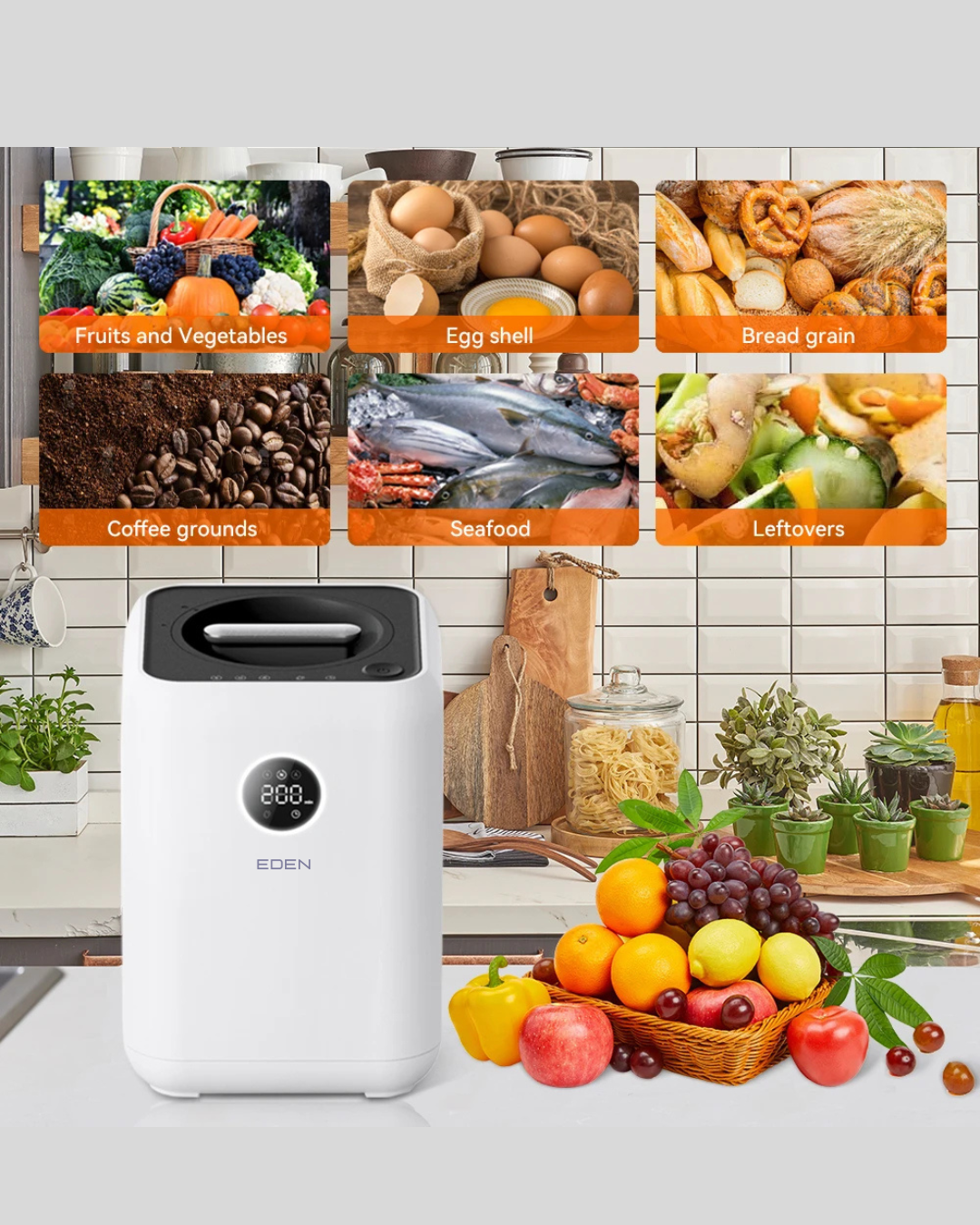 NEO EDEN TECH  Stainless Steel Food Waste Recycling Machine Electric Metal Composter for Kitchen Disposal Garbage Disposals