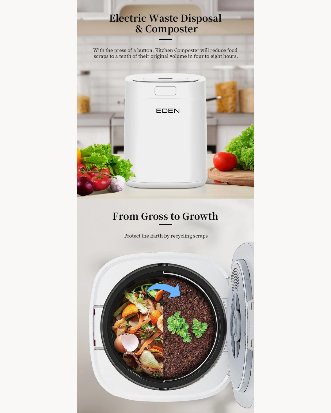 NEO EDEN TECH Kitchen Garbage Disposal Household Composter Electric Waste Food Recycling Machine Composting for Home