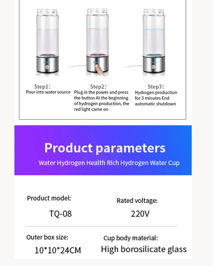 NEO EDEN TECH Hydrogen-Rich Water Cup Portable Electric Hydrogen Rich Water Generator Bottle Titanium Quality Filter Healthcare Water Cup USB
