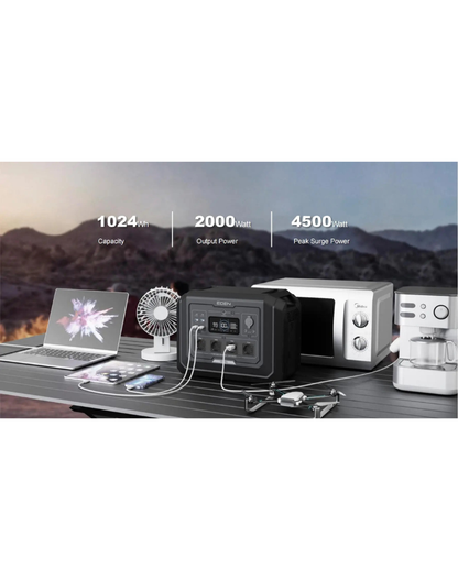 NEO EDEN TECH Classic high-quality 2000W Solar Generator  2000W 1024Wh Portable Power Station with APP Bluetooth Fast Charg