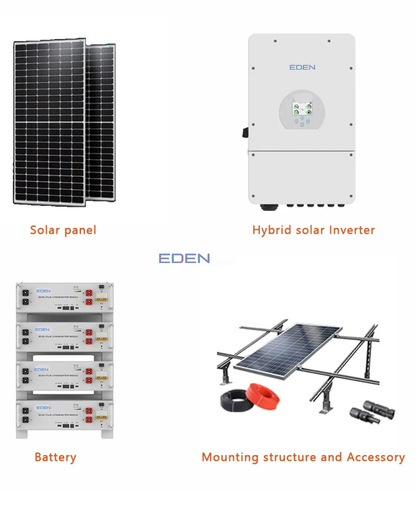 NEO EDEN TECH 2025 Solar Panels Complete Kit Home 16000W Hybrid Solar Energy Storage System Set with Deye 8Kw 10Kw 12Kw 16Kw Battery 48V