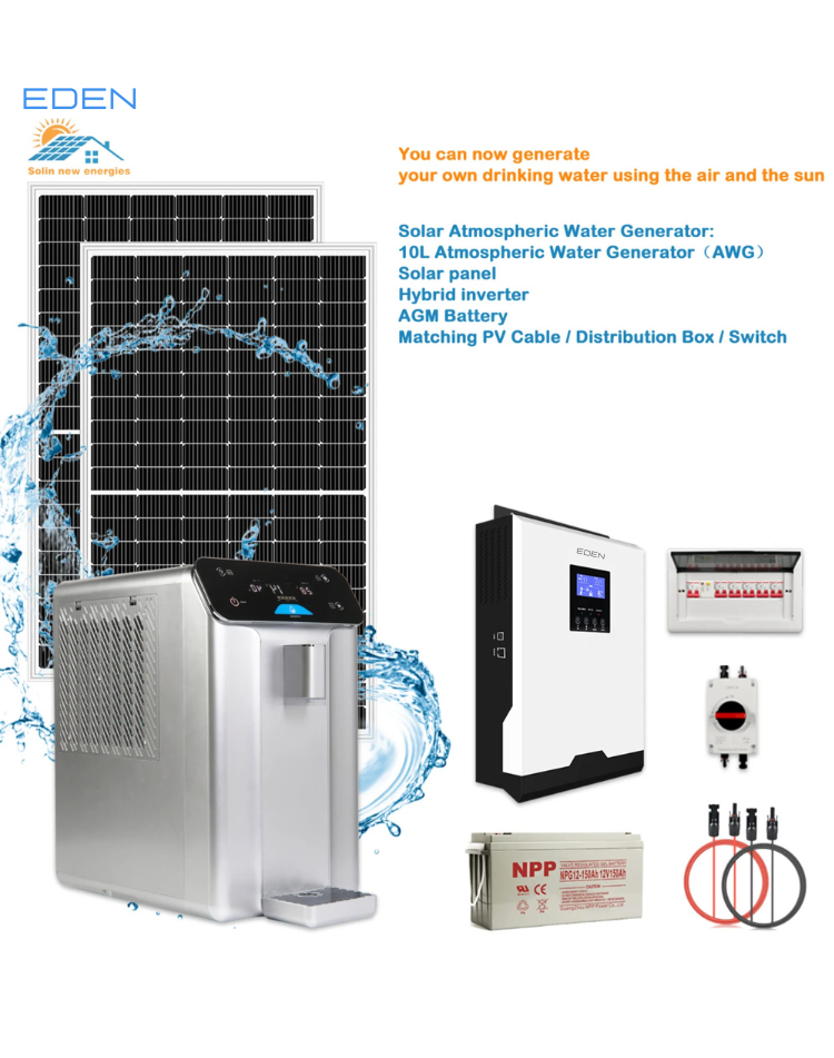 NEO EDEN TECH Drinkable Water From Air/Atmosphere Water Solar powered Generator 10L/D