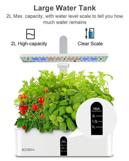 NEO EDEN TECH Hydroponics Growing System Automatic Timing Indoor Garden Kit 9 Pods Height Adjustable 15W LED Grow Lights 2L Water Tank