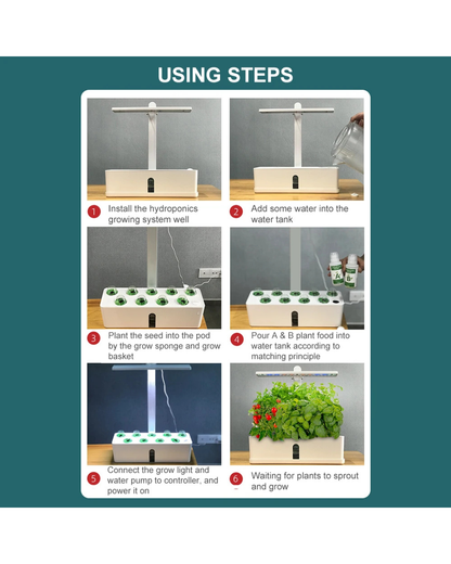 NEO EDEN TECH Hydroponics Growing System Automatic Timing Indoor Garden Kit 9 Pods Height Adjustable 15W LED Grow Lights 2L Water Tank