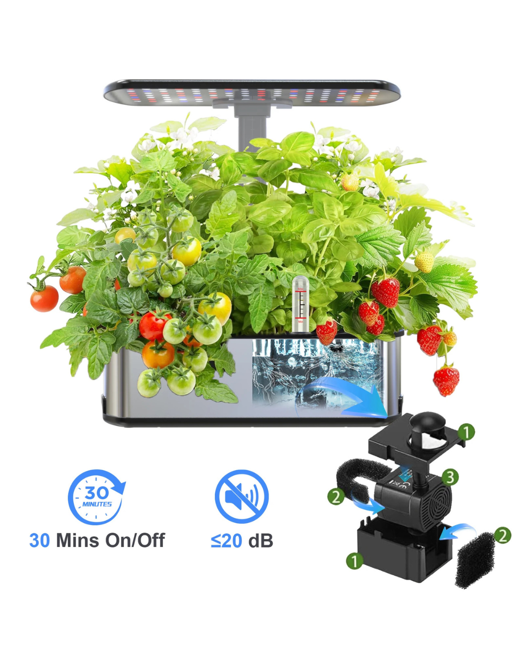 NE0 EDEN TECH Indoor Hydroponic Garden,Hydroponis Growing System Kit 12 Pods Herbs Planting with Adjustable LED Growth Lights
