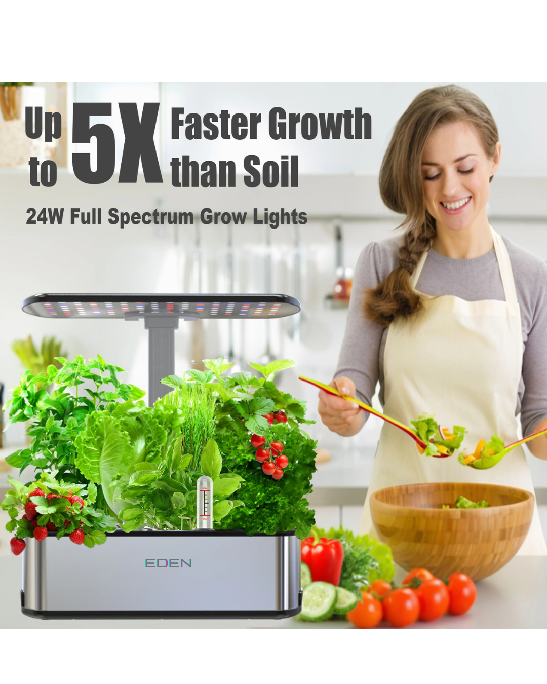 NE0 EDEN TECH Indoor Hydroponic Garden,Hydroponis Growing System Kit 12 Pods Herbs Planting with Adjustable LED Growth Lights
