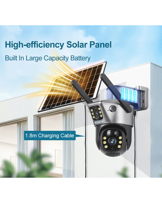 NEO EDEN TECH 4G / WiFi Solar Camera Dual Lenses Outdoor 8MP 4K Low Power Battery IP Camera PIR Night Vision V380 Pro CCTV Security Protection