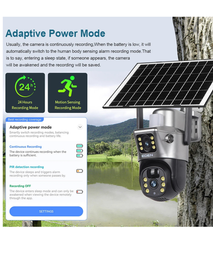 NEO EDEN TECH 4G / WiFi Solar Camera Dual Lenses Outdoor 8MP 4K Low Power Battery IP Camera PIR Night Vision V380 Pro CCTV Security Protection