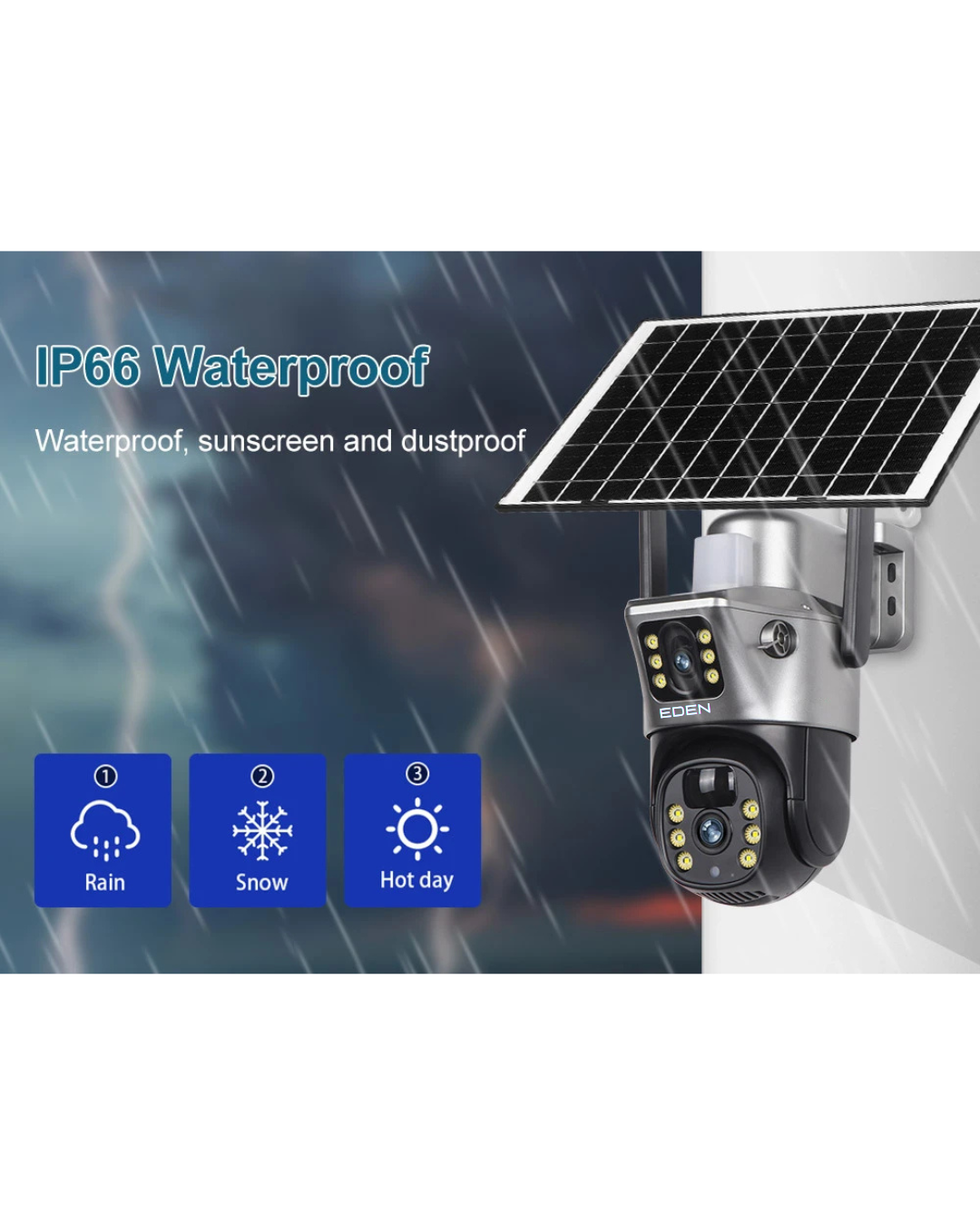 NEO EDEN TECH 4G / WiFi Solar Camera Dual Lenses Outdoor 8MP 4K Low Power Battery IP Camera PIR Night Vision V380 Pro CCTV Security Protection