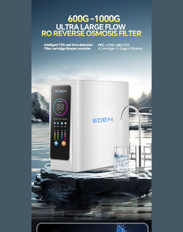 NEO EDEN TECH water purifier, household direct drinking machine, kitchen tap water reverse osmosis filtration 2024 new Pro600-1000G