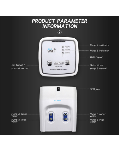 NEO EDEN TECH WIFI Intelligent Watering Device Double Pump Timed Automatic Drip Irrigation System Remote APPController for Garden Plant Flower