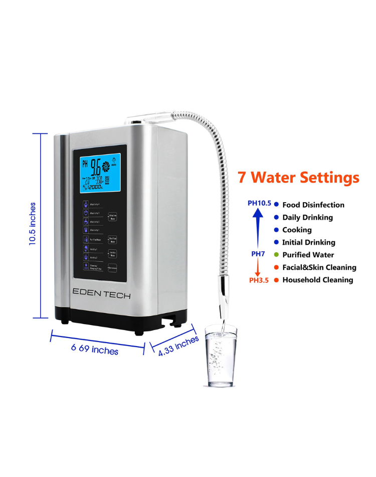 NEO EDEN TECH Alkaline Water Ionizer hydrogen generator Machine Purifier,Produces pH 3.5-10.5 Alkaline Acid water Water Filter system for Home