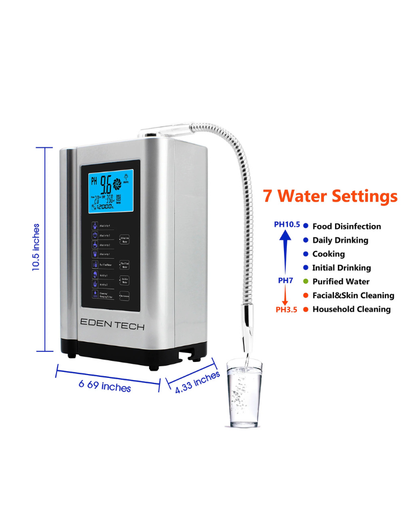 NEO EDEN TECH Alkaline Water Ionizer hydrogen generator Machine Purifier,Produces pH 3.5-10.5 Alkaline Acid water Water Filter system for Home