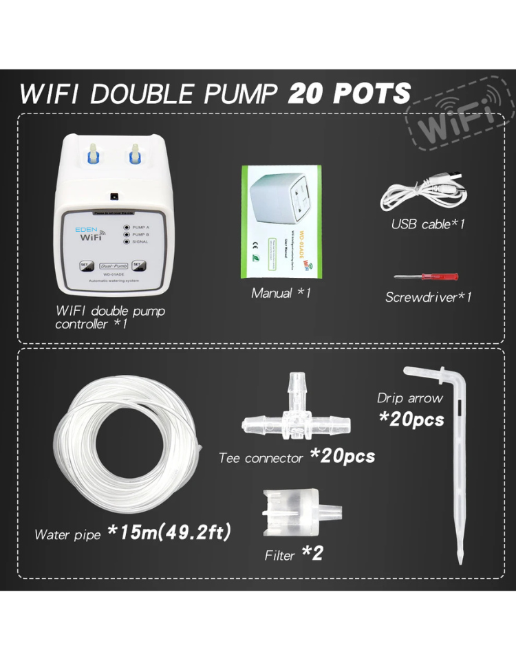 NEO EDEN TECH WIFI Intelligent Watering Device Double Pump Timed Automatic Drip Irrigation System Remote APPController for Garden Plant Flower