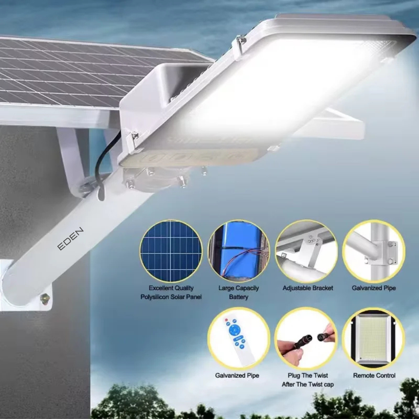 NEO EDEN TECH Aluminum 8000mah High Power Solar Light Outdoor Solar Street Light Waterproof Street Light For Garage Garden Terrace wall lamp