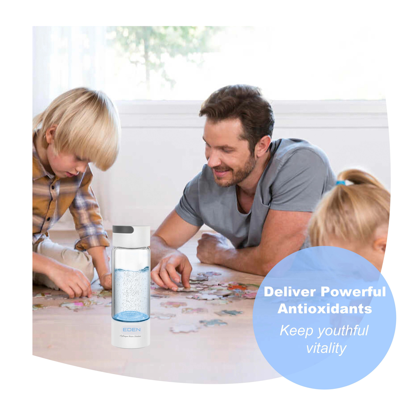 NEO EDEN TECH  Hydrogen Rich Water Generator Bottle - Glass Cupbody - DuPont SPE & PEM Dual Chamber Maker Ionizer - H2 Inhalation Device