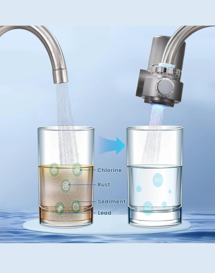NEO EDEN TECH Faucet Water Filter, LED Display Water Purifier to Reduce Lead, Chlorine & Heavy Metals, Sink Water Filter