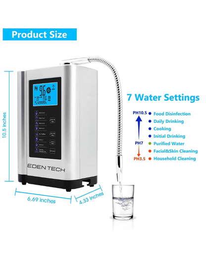 NEO EDEN TECH Alkaline Water Ionizer hydrogen generator Machine Purifier,Produces pH 3.5-10.5 Alkaline Acid water Water Filter system for Home