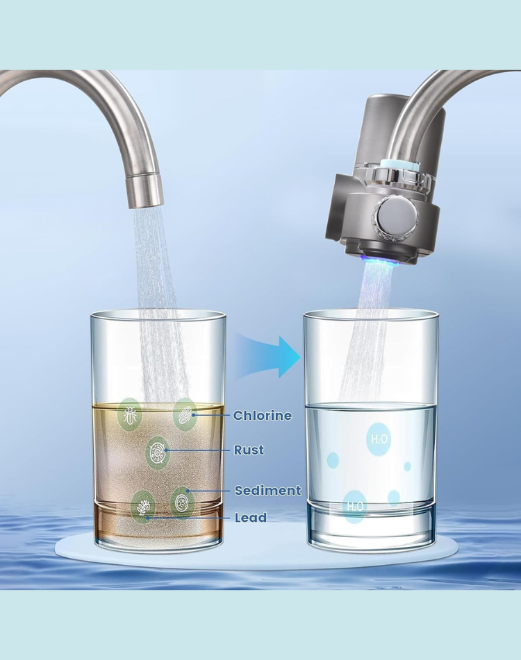 NEO EDEN TECH Faucet Water Filter, LED Display Water Purifier to Reduce Lead, Chlorine & Heavy Metals, Sink Water Filter