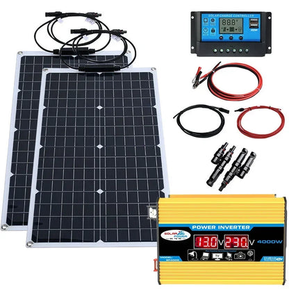 NEO EDEN TECH 2000W Solar Energy System 110V/220V 4000W Solar Panel Inverter Glass 12V Battery Charging Controller For Home/Outdoor Use