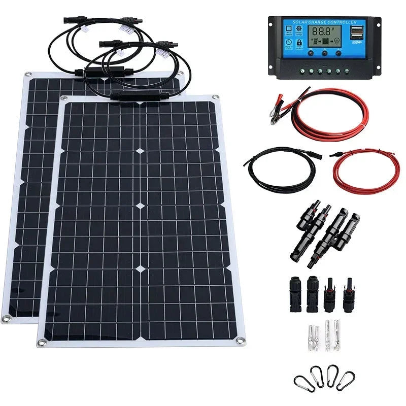 NEO EDEN TECH 2000W Solar Energy System 110V/220V 4000W Solar Panel Inverter Glass 12V Battery Charging Controller For Home/Outdoor Use