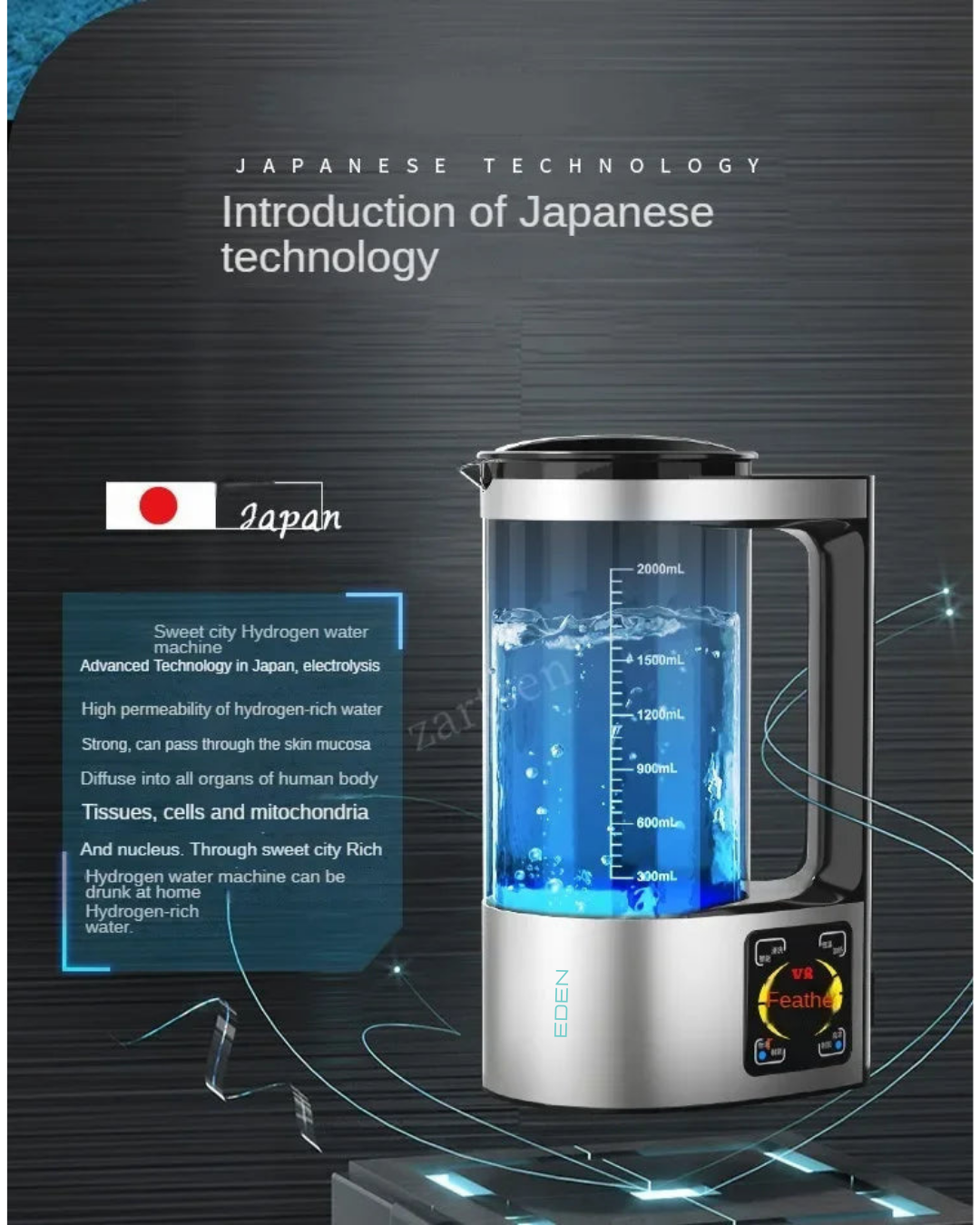 NEO EDEN TECH 100-240V 2L Electric Hydrogen Rich Water Kettle Water Ionizer Machine Water filter Drink Hydrogen Water Generator