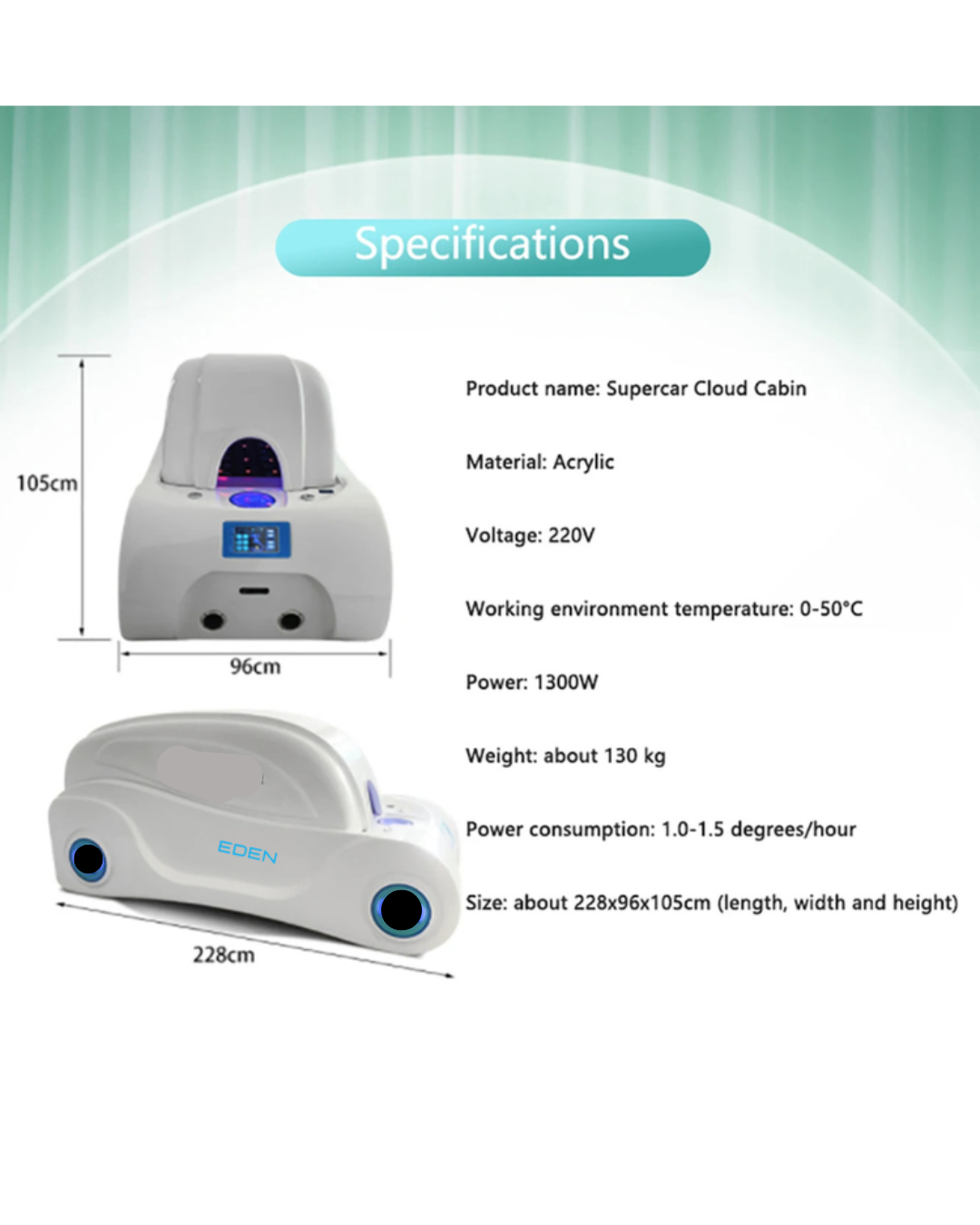 NEO EDEN TECH AI Control Acrylic Infrared Heating Energy Lymphatic Drainage Capsule Ozone Therapy Spa Massage Detox Bed